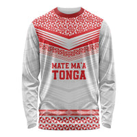 Custom Mate Ma'a Tonga Heritage Long Sleeve Shirt Pacific Tribal Rugby White Edition LT9 Unisex White - Polynesian Pride