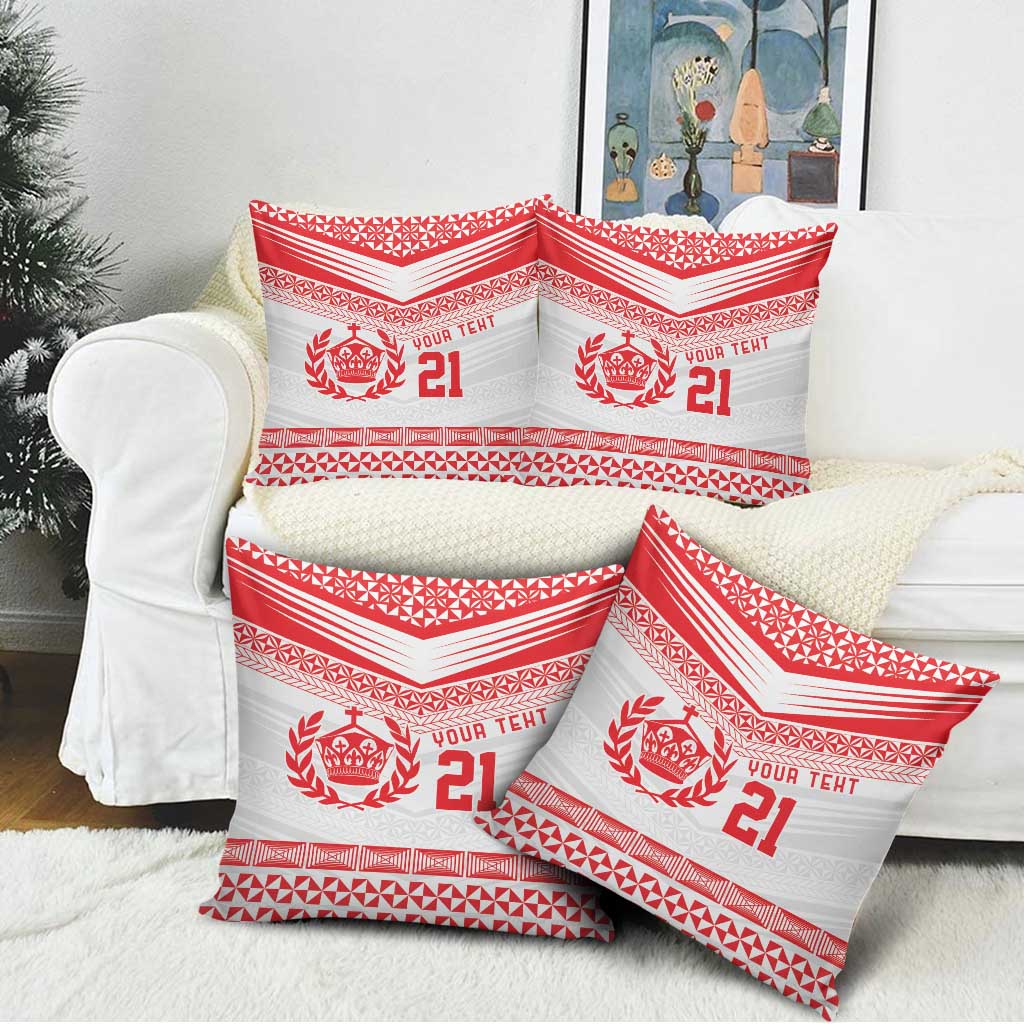 Custom Mate Ma'a Tonga Heritage Pillow Cover Pacific Tribal Rugby White Edition - Polynesian Pride