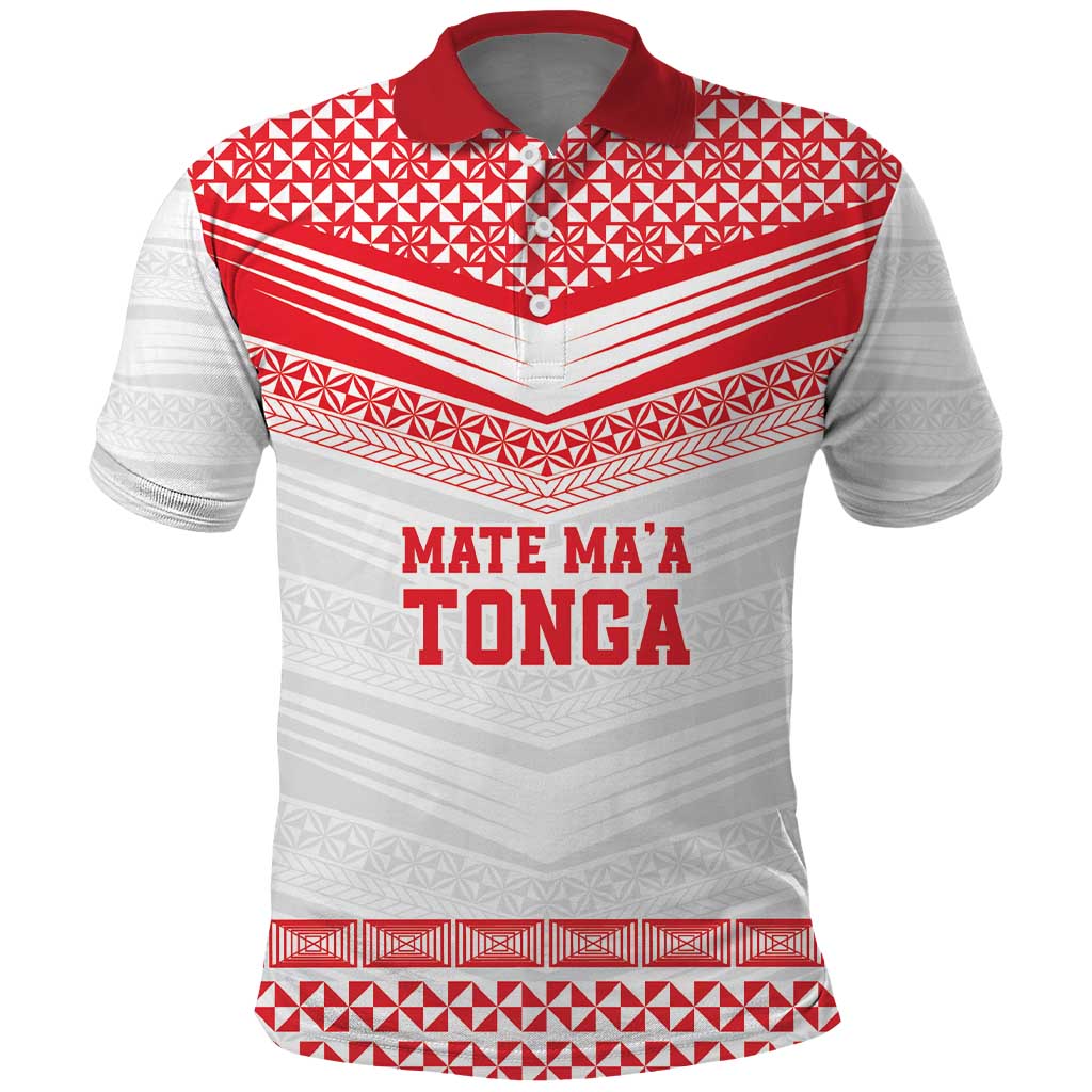 Custom Mate Ma'a Tonga Heritage Polo Shirt Pacific Tribal Rugby White Edition - Polynesian Pride