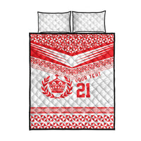 Custom Mate Ma'a Tonga Heritage Quilt Bed Set Pacific Tribal Rugby White Edition - Polynesian Pride