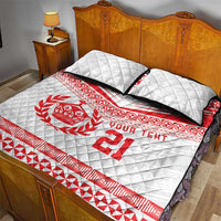 Custom Mate Ma'a Tonga Heritage Quilt Bed Set Pacific Tribal Rugby White Edition - Polynesian Pride