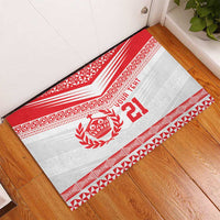 Custom Mate Ma'a Tonga Heritage Rubber Doormat Pacific Tribal Rugby White Edition LT9 - Polynesian Pride