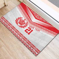 Custom Mate Ma'a Tonga Heritage Rubber Doormat Pacific Tribal Rugby White Edition LT9 - Polynesian Pride