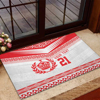 Custom Mate Ma'a Tonga Heritage Rubber Doormat Pacific Tribal Rugby White Edition LT9 - Polynesian Pride