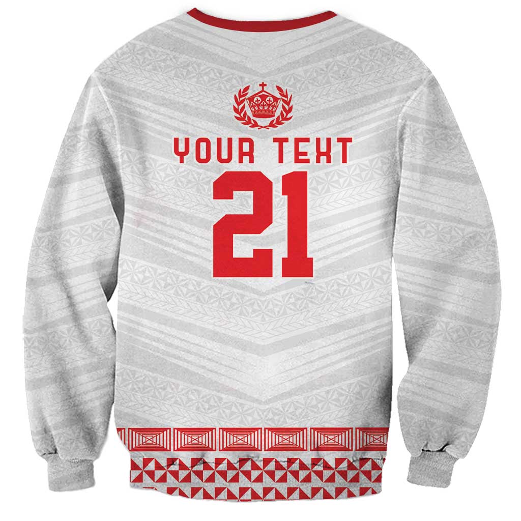 Custom Mate Ma'a Tonga Heritage Sweatshirt Pacific Tribal Rugby White Edition LT9 - Polynesian Pride