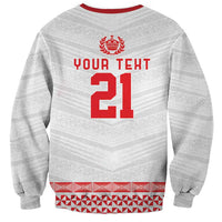 Custom Mate Ma'a Tonga Heritage Sweatshirt Pacific Tribal Rugby White Edition LT9 - Polynesian Pride