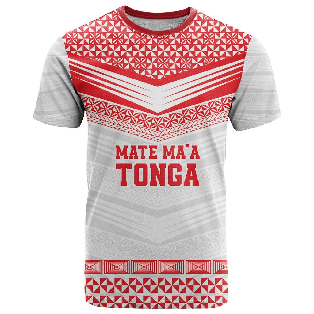 Custom Mate Ma'a Tonga Heritage T Shirt Pacific Tribal Rugby White Edition - Polynesian Pride