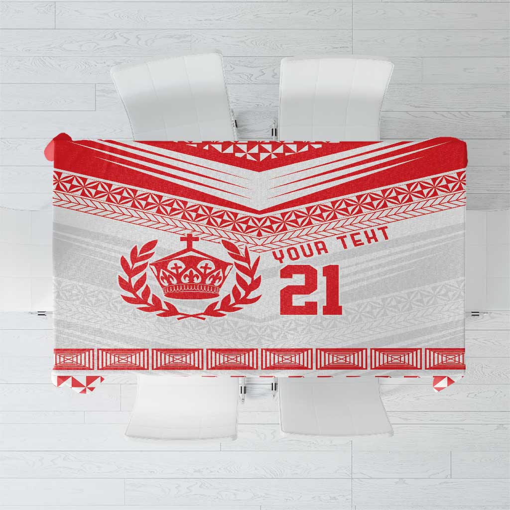 Custom Mate Ma'a Tonga Heritage Tablecloth Pacific Tribal Rugby White Edition - Polynesian Pride