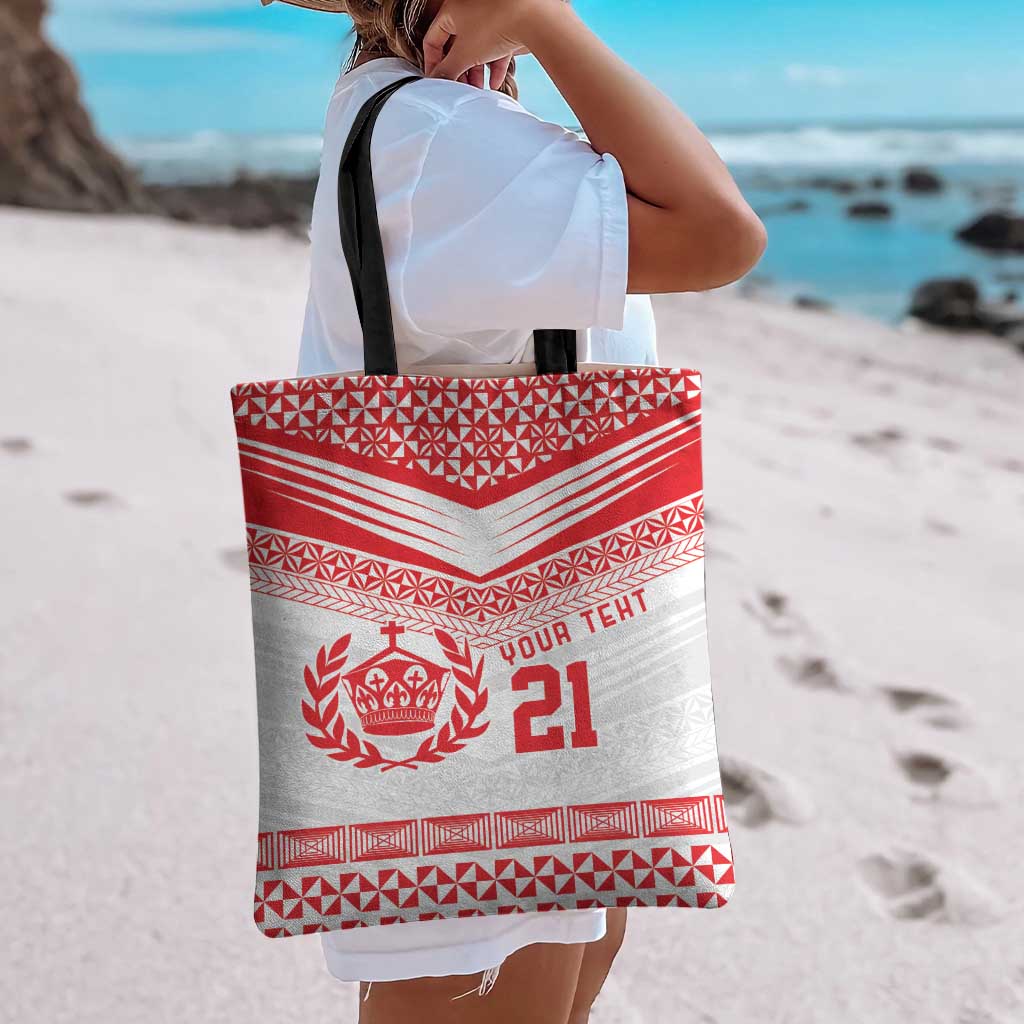 Custom Mate Ma'a Tonga Heritage Tote Bag Pacific Tribal Rugby White Edition - Polynesian Pride