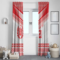 Custom Mate Ma'a Tonga Heritage Window Curtain Pacific Tribal Rugby White Edition - Polynesian Pride