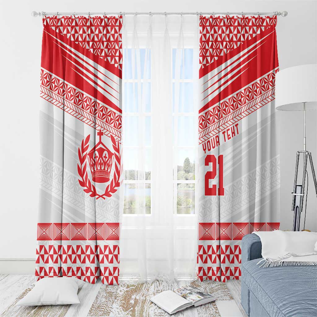 Custom Mate Ma'a Tonga Heritage Window Curtain Pacific Tribal Rugby White Edition - Polynesian Pride