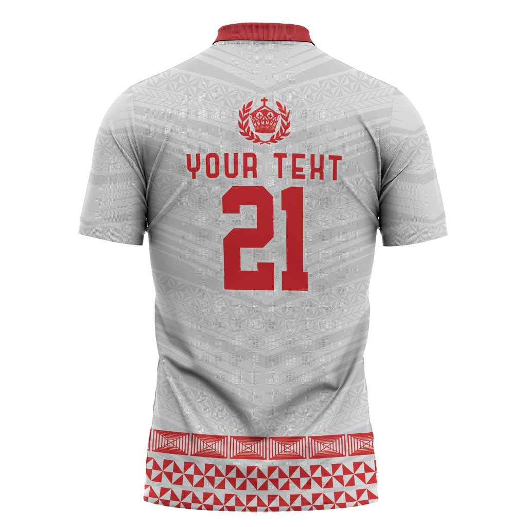 Custom Mate Ma'a Tonga Heritage Zipper Polo Shirt Pacific Tribal Rugby White Edition - Polynesian Pride
