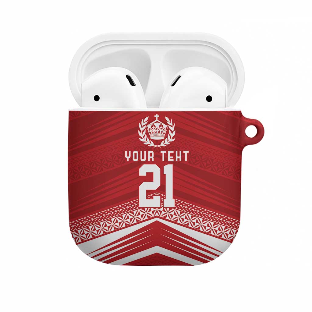 Custom Pacific Rugby Spirit AirPods Case Tonga Ngatu Pride Red Edition - Polynesian Pride