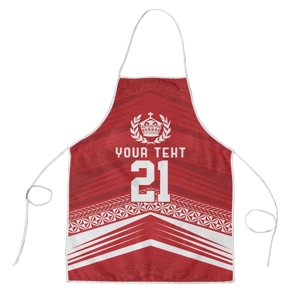 Custom Pacific Rugby Spirit Apron Tonga Ngatu Pride Red Edition - Polynesian Pride