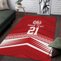 Custom Pacific Rugby Spirit Area Rug Tonga Ngatu Pride Red Edition - Polynesian Pride