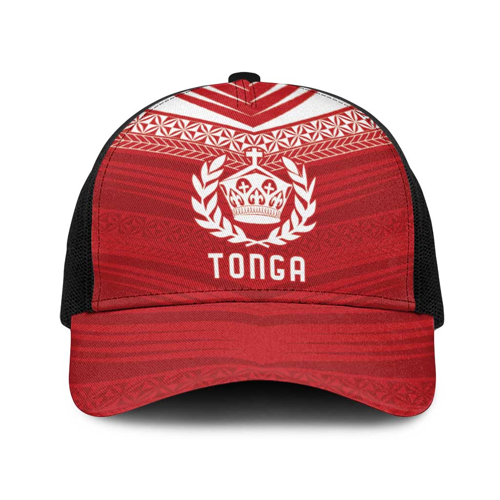 Pacific Rugby Spirit Baseball Net Cap Tonga Ngatu Pride Red Edition - Polynesian Pride