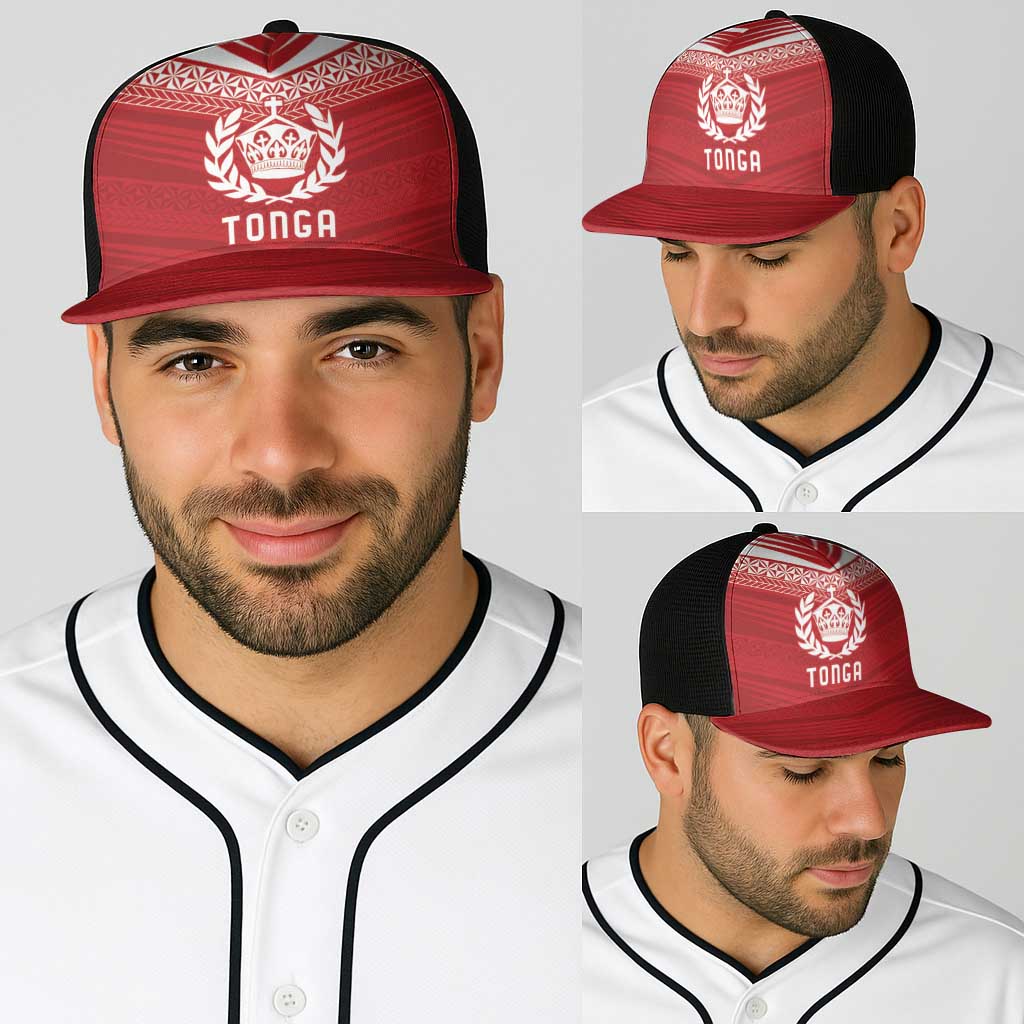Pacific Rugby Spirit Baseball Net Cap Tonga Ngatu Pride Red Edition - Polynesian Pride