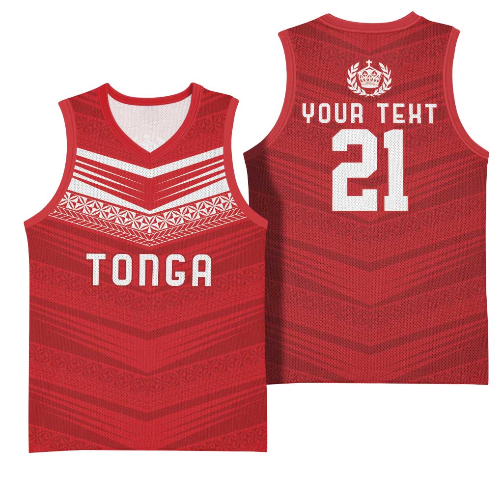 Custom Pacific Rugby Spirit Basketball Jersey Tonga Ngatu Pride Red Edition - Polynesian Pride