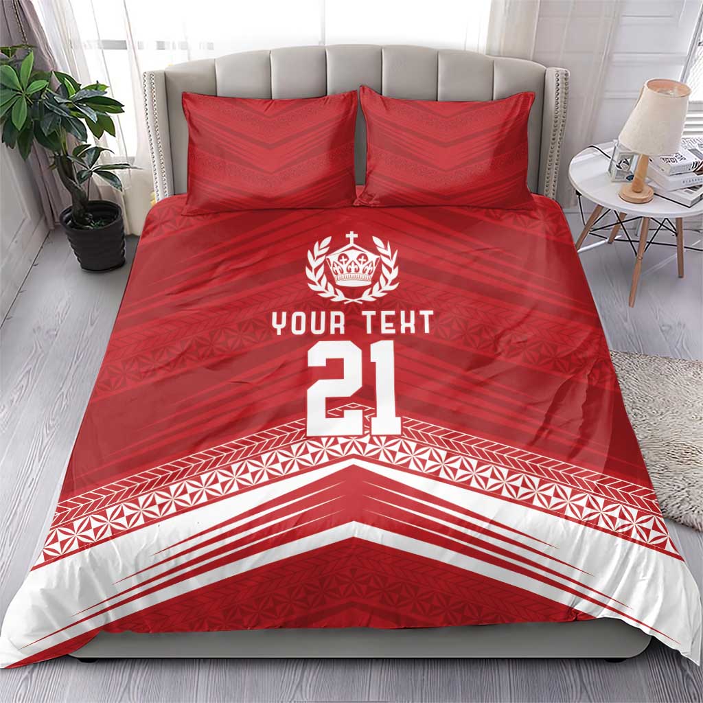 Custom Pacific Rugby Spirit Bedding Set Tonga Ngatu Pride Red Edition - Polynesian Pride