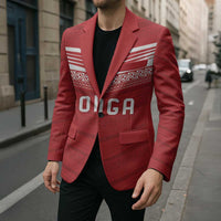 Custom Pacific Rugby Spirit Blazer Tonga Ngatu Pride Red Edition - Polynesian Pride