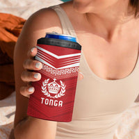 Custom Pacific Rugby Spirit 4 in 1 Can Cooler Tumbler Tonga Ngatu Pride Red Edition - Polynesian Pride