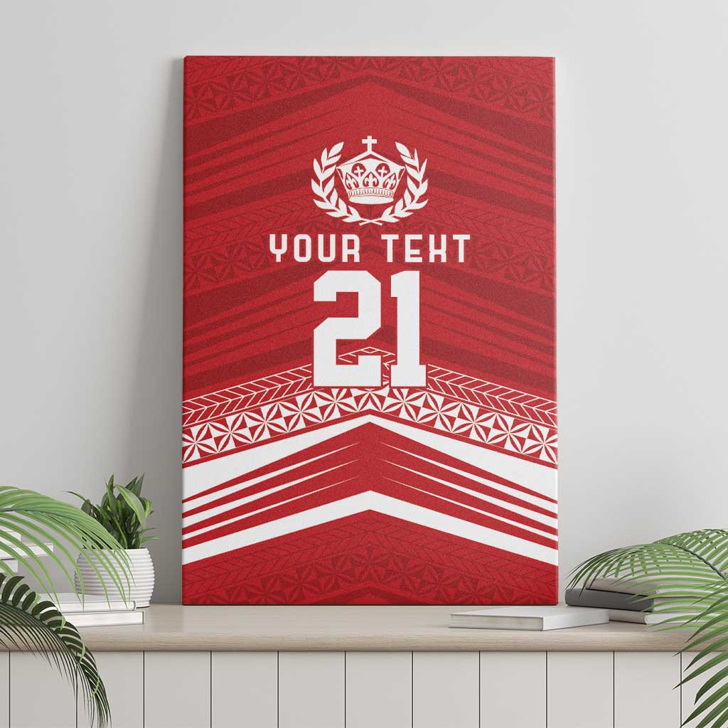 Custom Pacific Rugby Spirit Canvas Wall Art Tonga Ngatu Pride Red Edition - Polynesian Pride