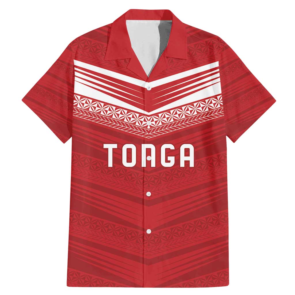 Custom Pacific Rugby Spirit Family Matching Mermaid Dress and Hawaiian Shirt Tonga Ngatu Pride Red Edition - Polynesian Pride