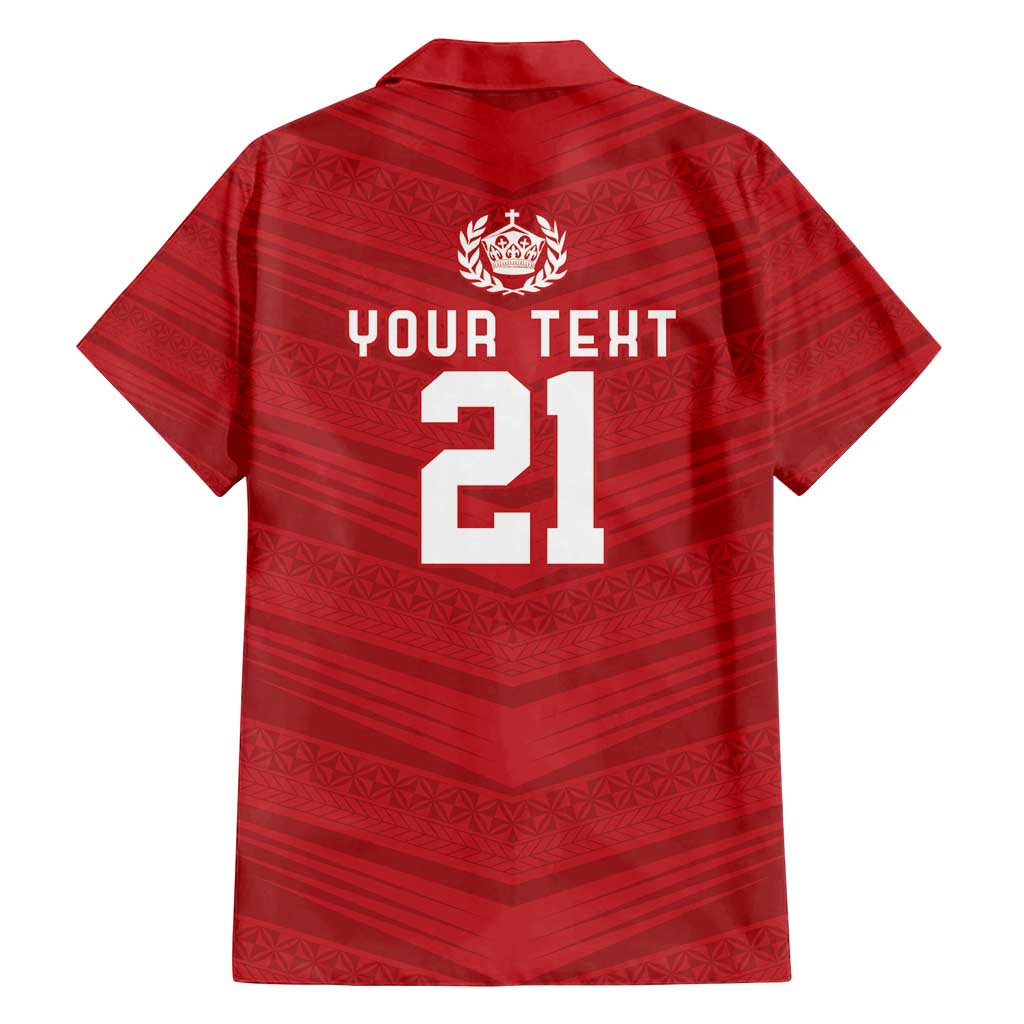 Custom Pacific Rugby Spirit Family Matching Off Shoulder Short Dress and Hawaiian Shirt Tonga Ngatu Pride Red Edition - Polynesian Pride