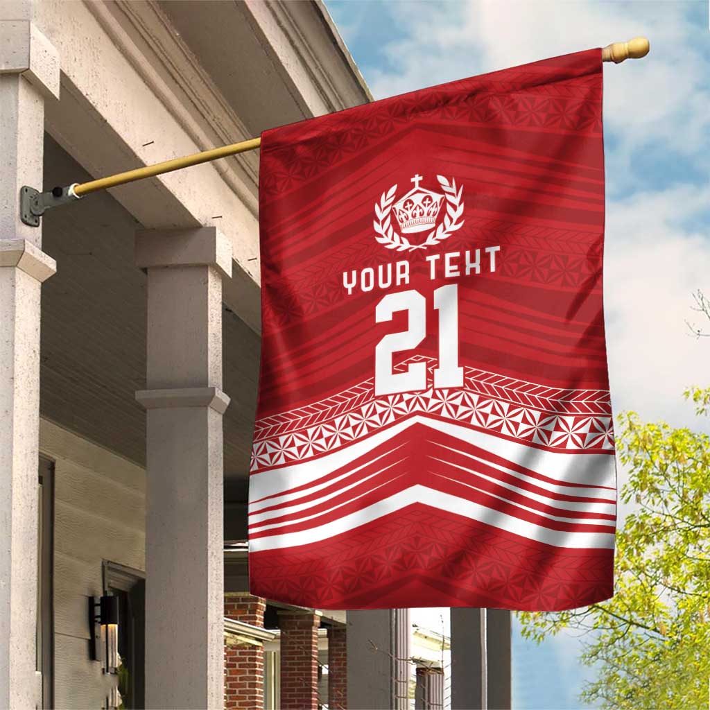 Custom Pacific Rugby Spirit Garden Flag Tonga Ngatu Pride Red Edition - Polynesian Pride