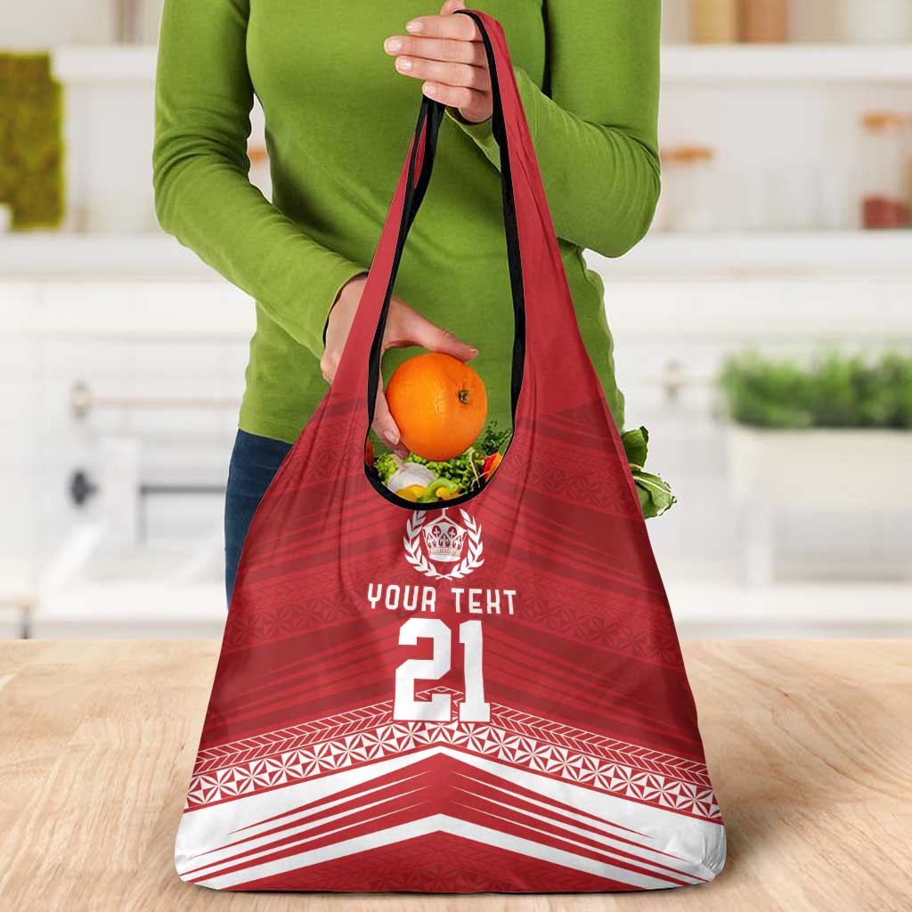 Custom Pacific Rugby Spirit Grocery Bag Tonga Ngatu Pride Red Edition - Polynesian Pride
