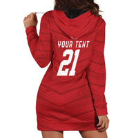 Custom Pacific Rugby Spirit Hoodie Dress Tonga Ngatu Pride Red Edition - Polynesian Pride