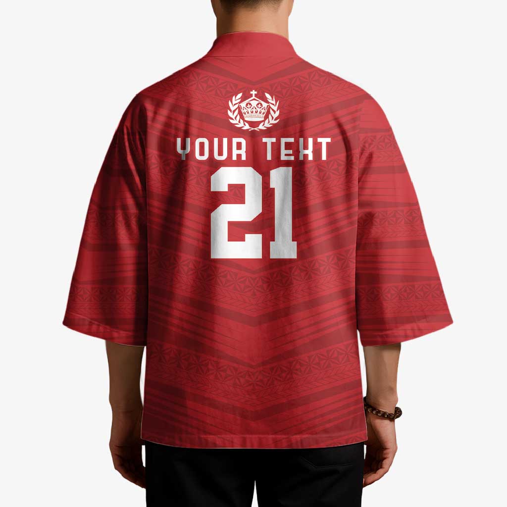 Custom Pacific Rugby Spirit Kimono Tonga Ngatu Pride Red Edition - Polynesian Pride