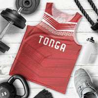 Custom Pacific Rugby Spirit Men Tank Top Tonga Ngatu Pride Red Edition - Polynesian Pride