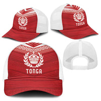 Pacific Rugby Spirit Mesh Trucker Cap Tonga Ngatu Pride Red Edition - Polynesian Pride