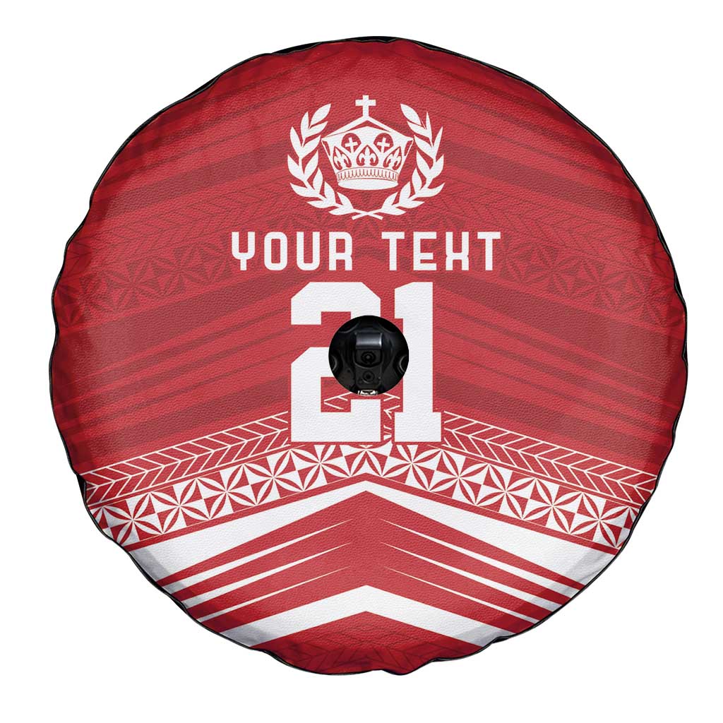 Custom Pacific Rugby Spirit Spare Tire Cover Tonga Ngatu Pride Red Edition - Polynesian Pride