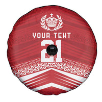 Custom Pacific Rugby Spirit Spare Tire Cover Tonga Ngatu Pride Red Edition - Polynesian Pride