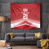 Custom Pacific Rugby Spirit Tapestry Tonga Ngatu Pride Red Edition - Polynesian Pride