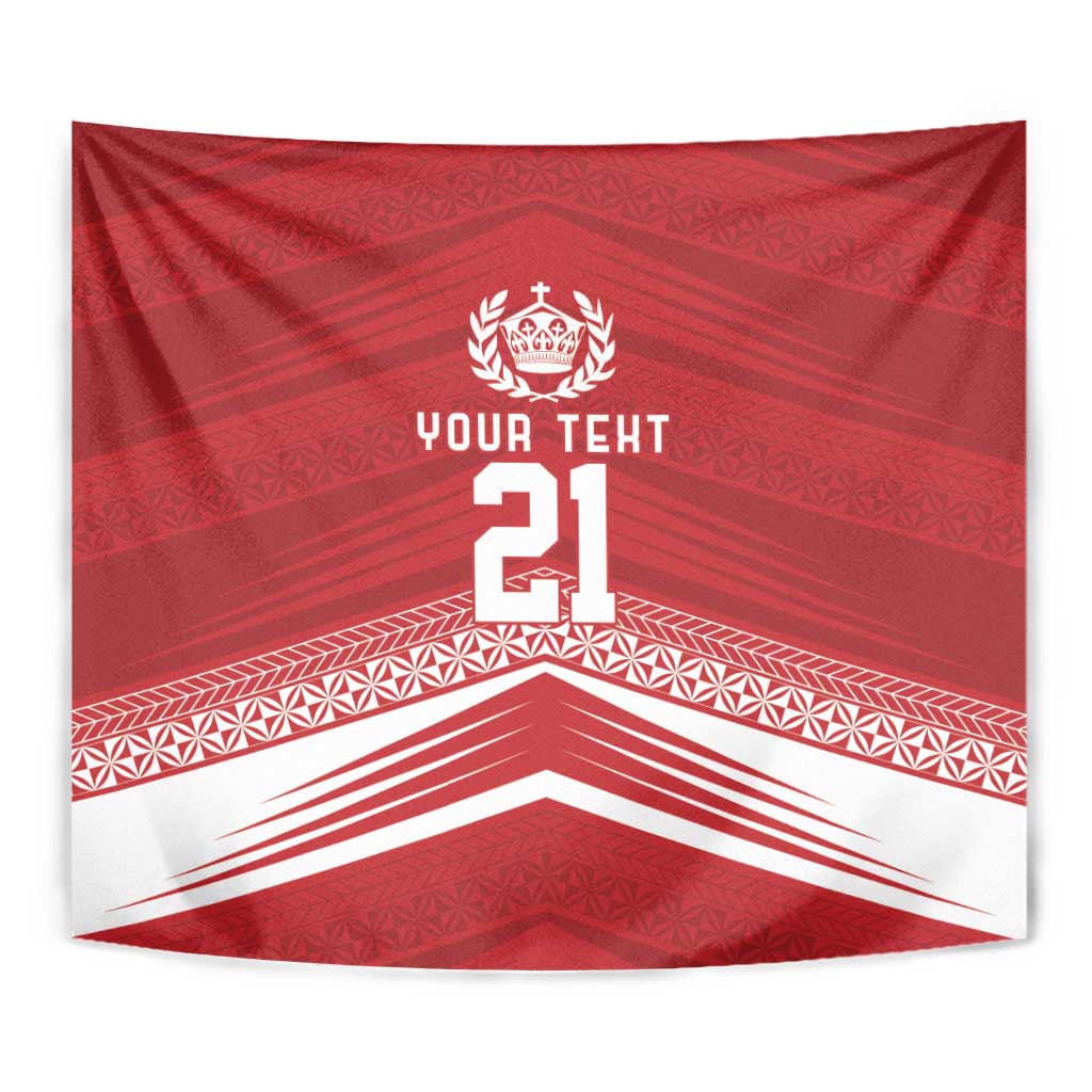 Custom Pacific Rugby Spirit Tapestry Tonga Ngatu Pride Red Edition - Polynesian Pride