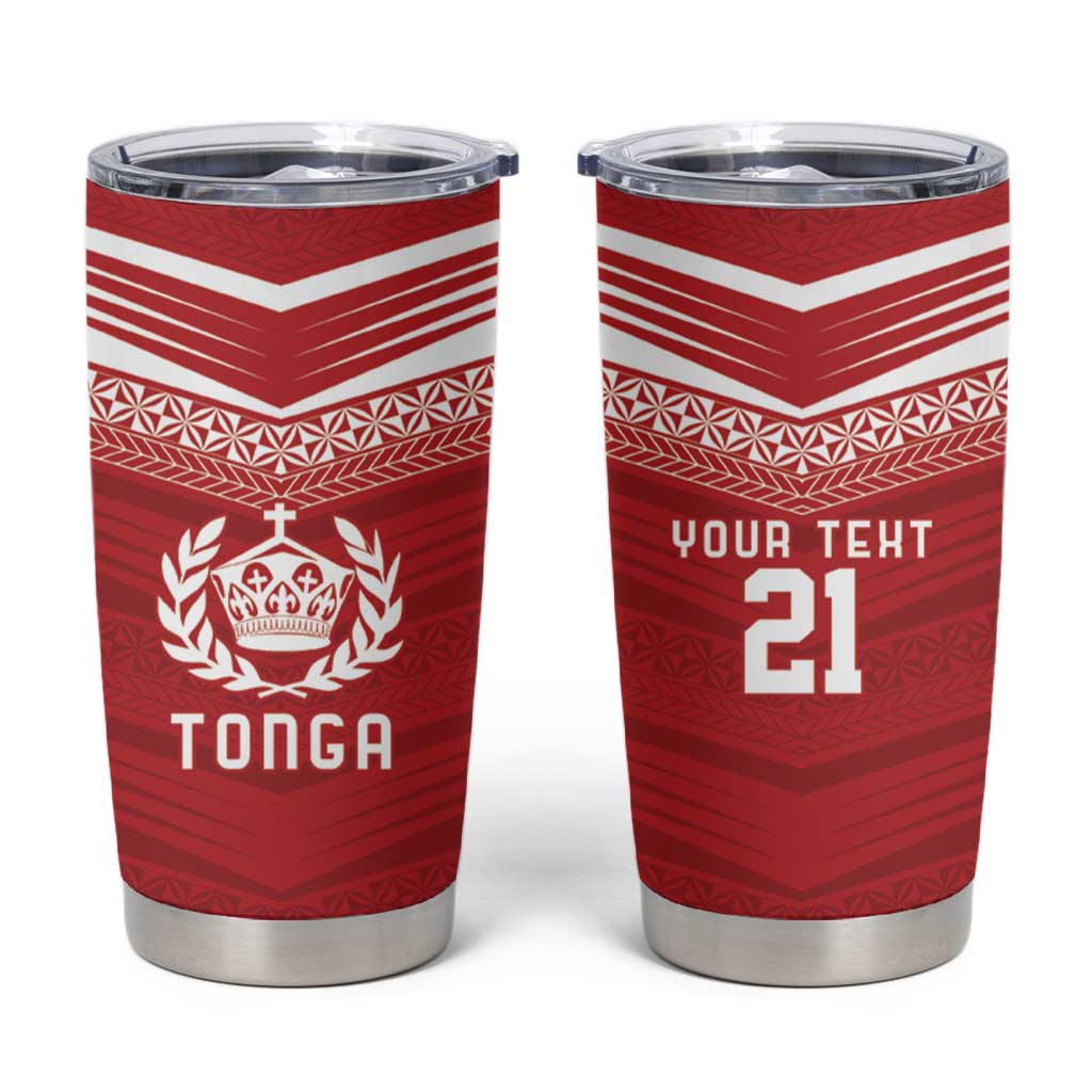 Custom Pacific Rugby Spirit Tumbler Cup Tonga Ngatu Pride Red Edition - Polynesian Pride