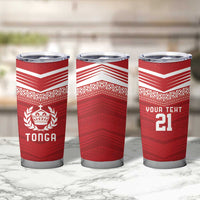 Custom Pacific Rugby Spirit Tumbler Cup Tonga Ngatu Pride Red Edition - Polynesian Pride