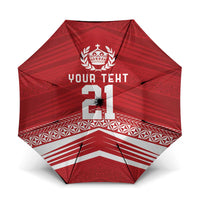 Custom Pacific Rugby Spirit Umbrella Tonga Ngatu Pride Red Edition - Polynesian Pride