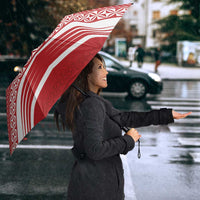 Custom Pacific Rugby Spirit Umbrella Tonga Ngatu Pride Red Edition - Polynesian Pride