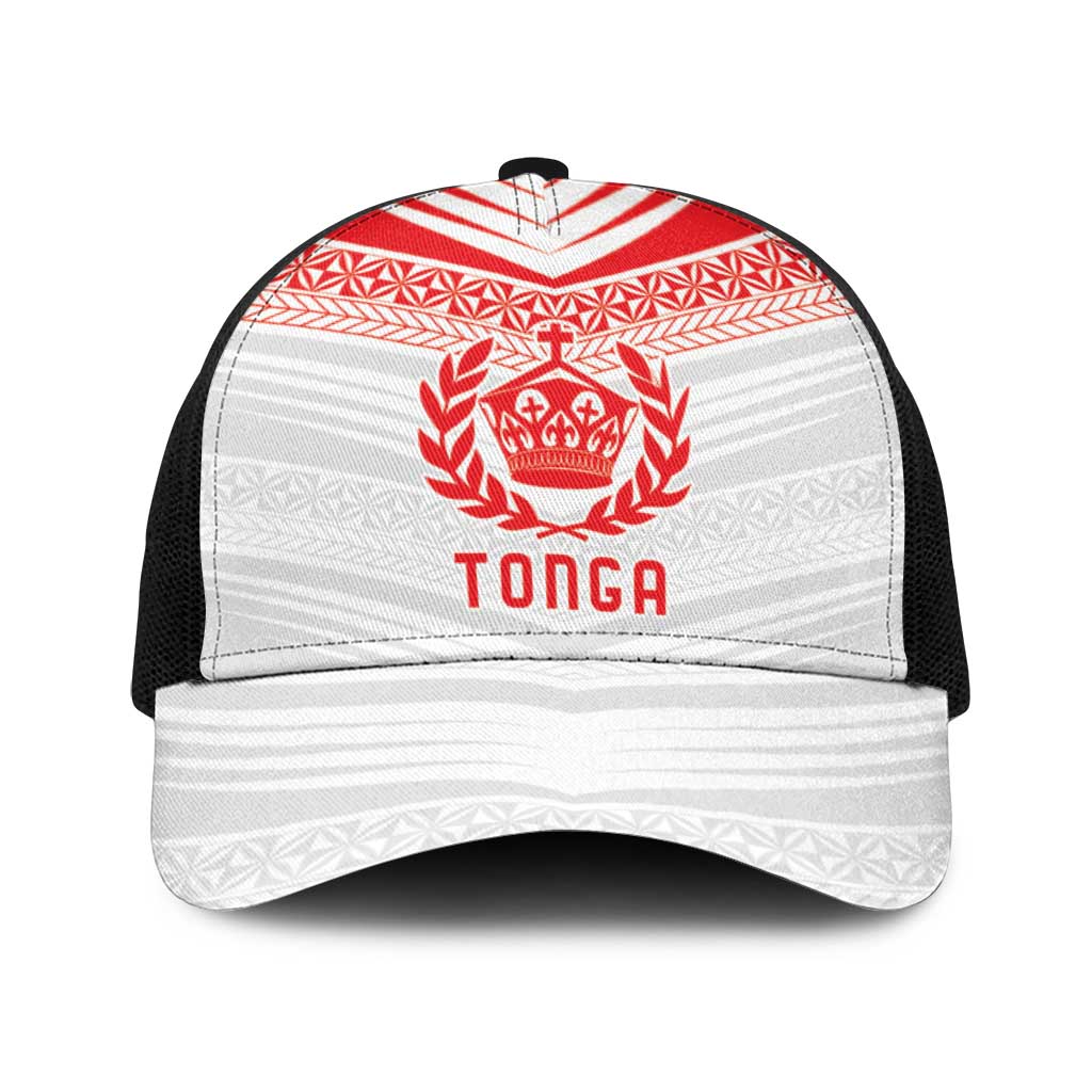 Pacific Rugby Spirit Baseball Net Cap Tonga Ngatu Pride White Edition - Polynesian Pride