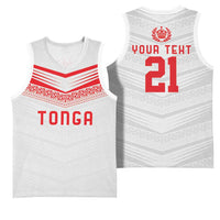 Custom Pacific Rugby Spirit Basketball Jersey Tonga Ngatu Pride White Edition - Polynesian Pride