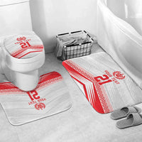 Custom Pacific Rugby Spirit Bathroom Set Tonga Ngatu Pride White Edition - Polynesian Pride