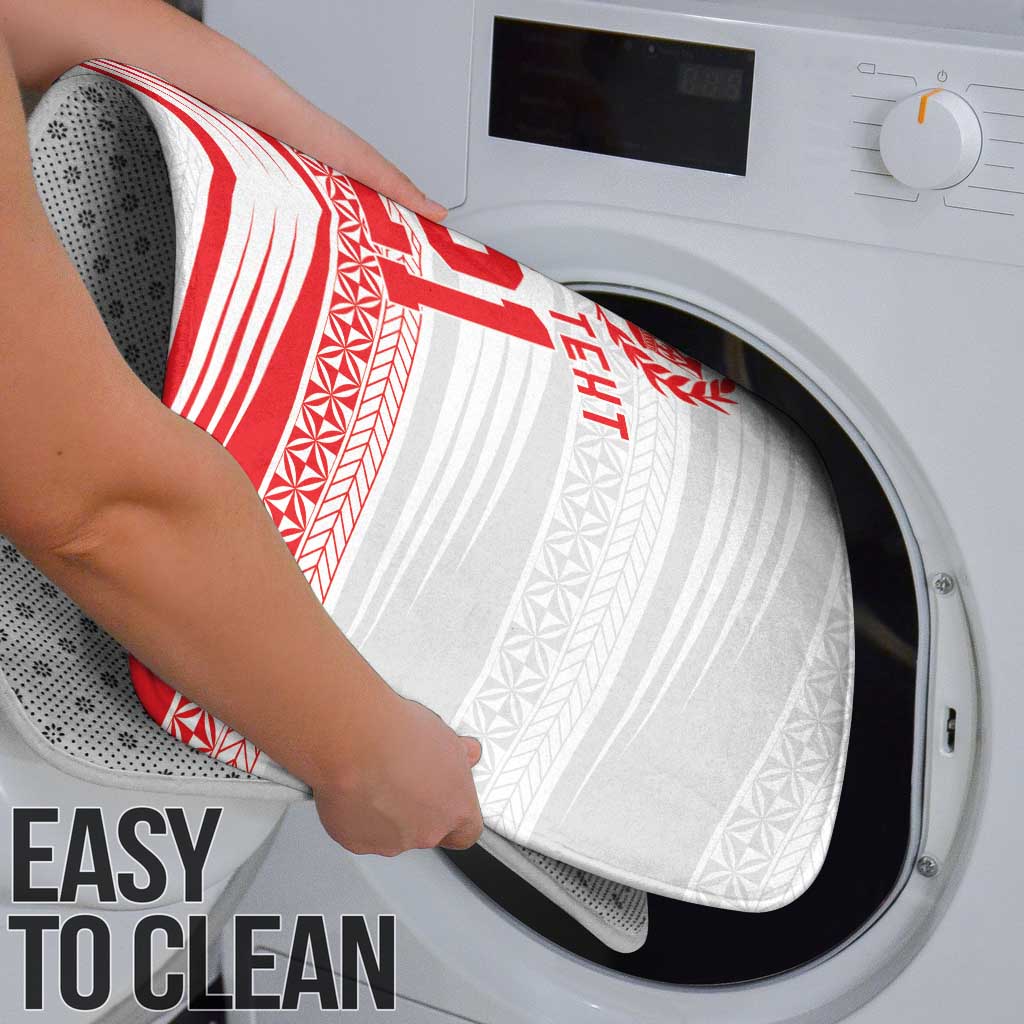 Custom Pacific Rugby Spirit Bathroom Set Tonga Ngatu Pride White Edition - Polynesian Pride