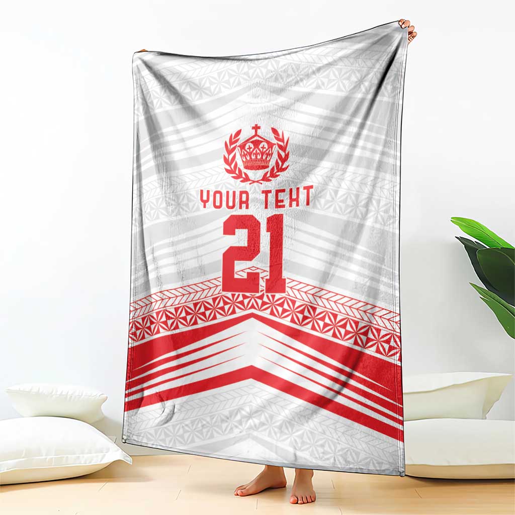 Custom Pacific Rugby Spirit Blanket Tonga Ngatu Pride White Edition - Polynesian Pride