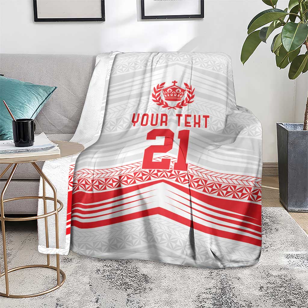 Custom Pacific Rugby Spirit Blanket Tonga Ngatu Pride White Edition - Polynesian Pride