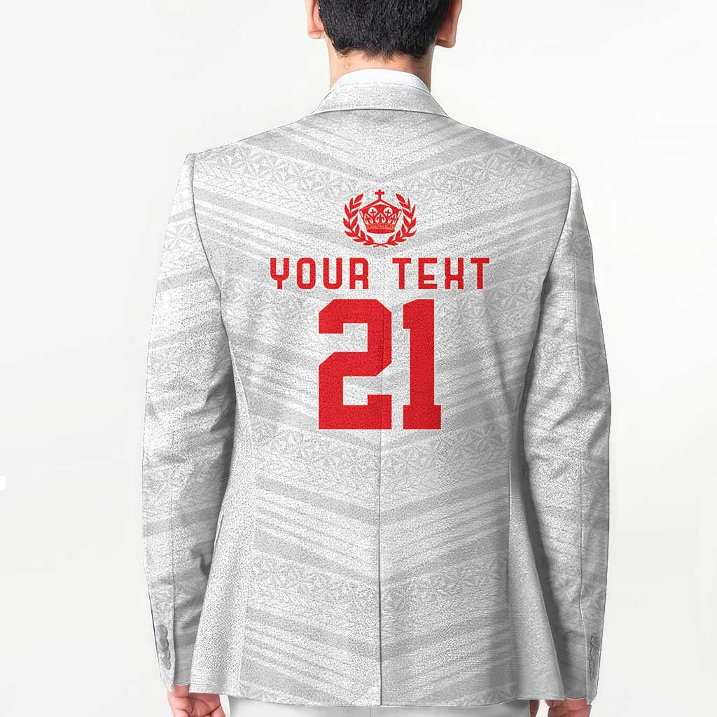 Custom Pacific Rugby Spirit Blazer Tonga Ngatu Pride White Edition - Polynesian Pride