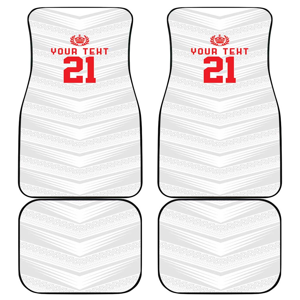 Custom Pacific Rugby Spirit Car Mats Tonga Ngatu Pride White Edition - Polynesian Pride